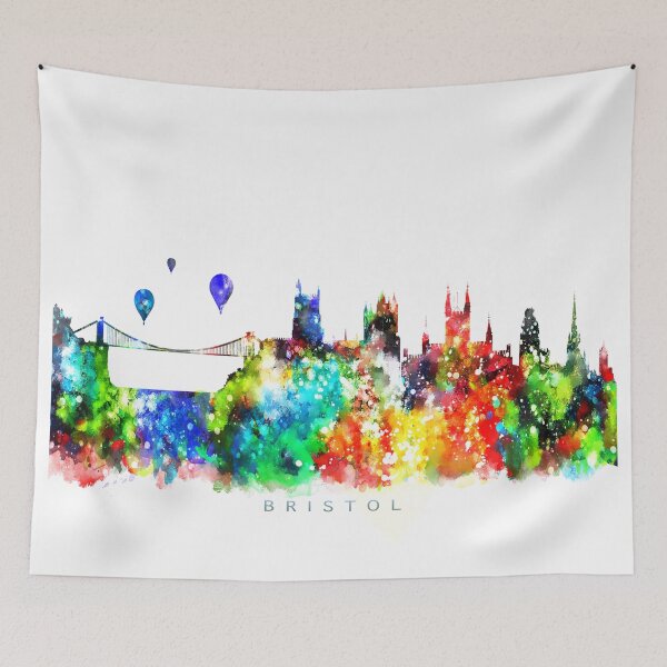 Item preview, Bristol, England Skyline Watercolor Painting designed and sold by InkistPrints.
