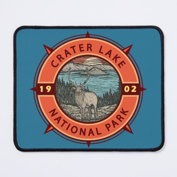Item preview, Crater Lake National Park Elk Retro Compass Emblem designed and sold by KrisSidDesigns.