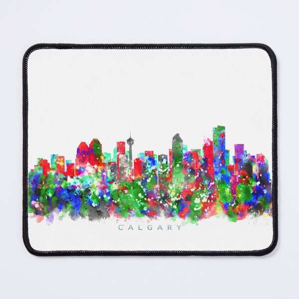Item preview, Calgary, Canada Skyline Watercolor Painting designed and sold by InkistPrints.
