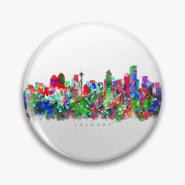 Item preview, Calgary, Canada Skyline Watercolor Painting designed and sold by InkistPrints.