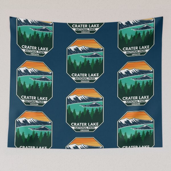 Item preview, Crater Lake National Park Sunset Retro Emblem designed and sold by KrisSidDesigns.