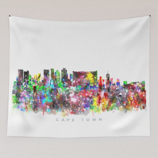 Artikelvorschau, Cape Town, South Africa Skyline Watercolor Painting entworfen und verkauft von InkistPrints.