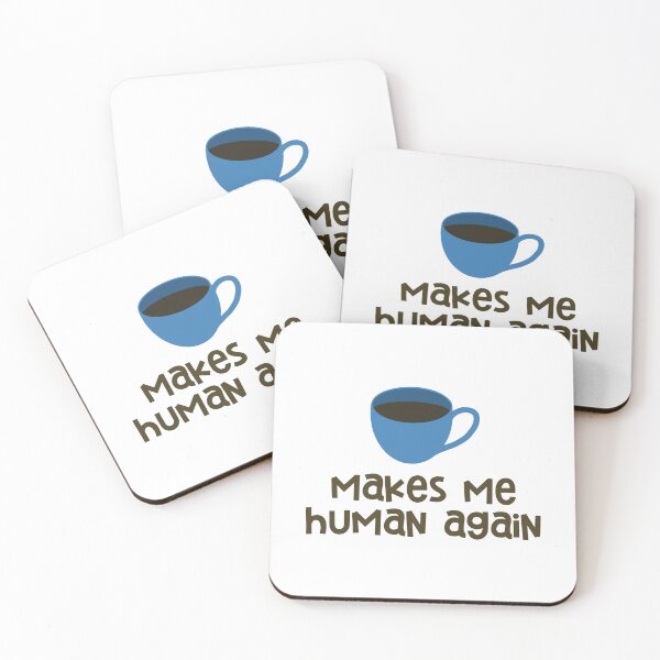 Artikelvorschau, Coffee Makes Me Human Again Sticker Blue entworfen und verkauft von Marianna's Meraki.