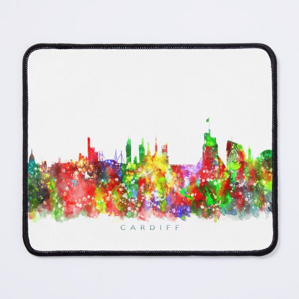 Artikelvorschau, Cardiff, Capital of Wales Skyline Watercolor Painting entworfen und verkauft von InkistPrints.