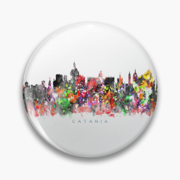 Aperçu de l'œuvre Catania, Italy Skyline Watercolor Painting créée et vendue par InkistPrints.