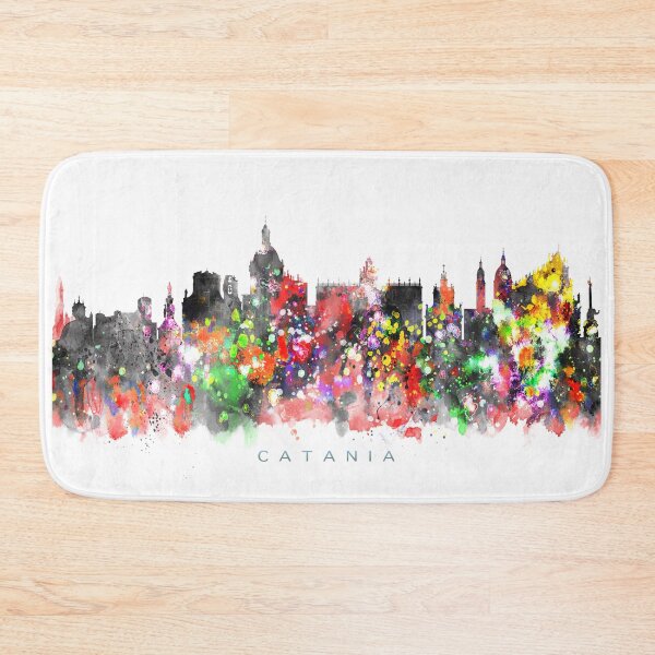 Item preview, Catania, Italy Skyline Watercolor Painting designed and sold by InkistPrints.