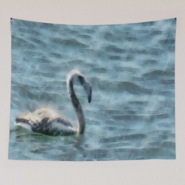 Item preview, Fledgling Flamingo At Sea Watercolor designed and sold by taiche.