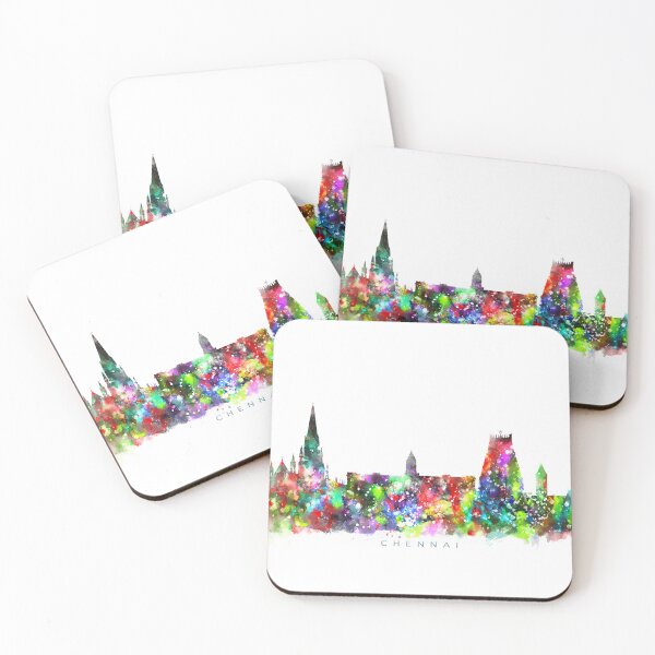 Item preview, Chennai, India Skyline Watercolor Painting designed and sold by InkistPrints.