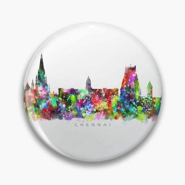 Item preview, Chennai, India Skyline Watercolor Painting designed and sold by InkistPrints.