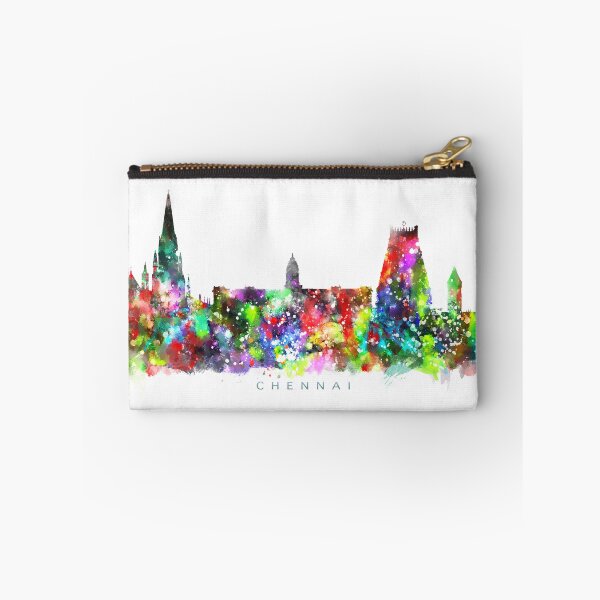 Item preview, Chennai, India Skyline Watercolor Painting designed and sold by InkistPrints.