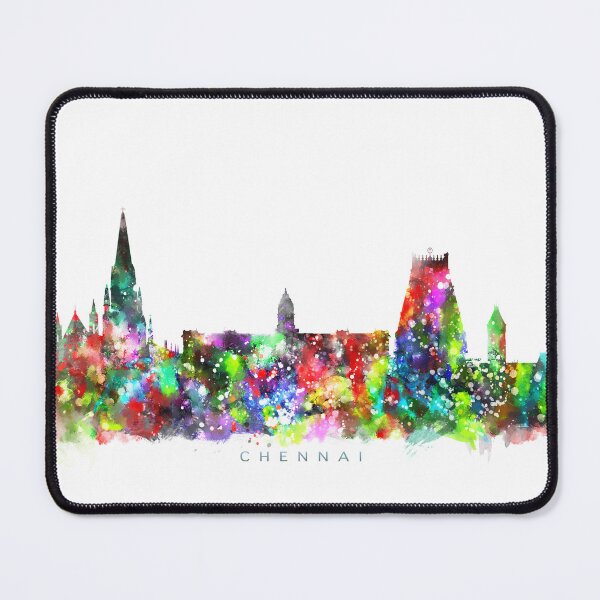 Item preview, Chennai, India Skyline Watercolor Painting designed and sold by InkistPrints.