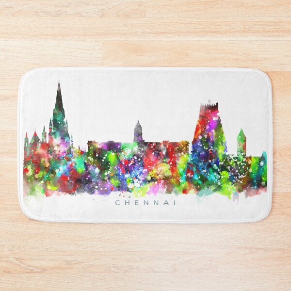 Item preview, Chennai, India Skyline Watercolor Painting designed and sold by InkistPrints.