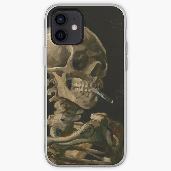 Skull of a Skeleton with Burning Cigarette iPhone Soft Case