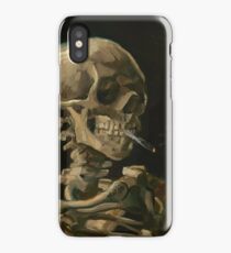 Skull of a Skeleton with Burning Cigarette iPhone Case