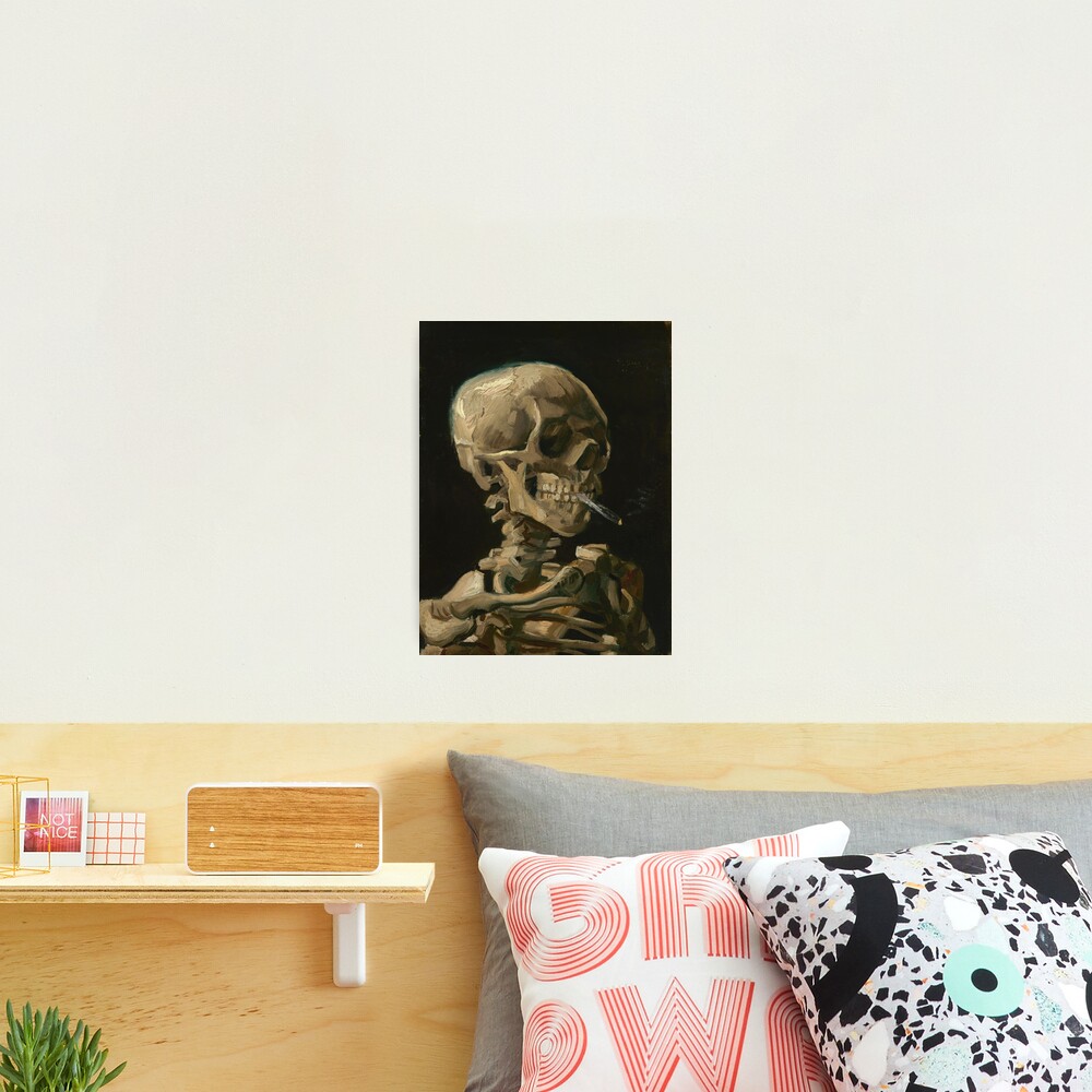 Skull of a Skeleton with Burning Cigarette Photographic Print