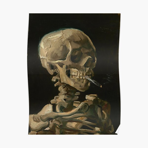 Skull of a Skeleton with Burning Cigarette Poster