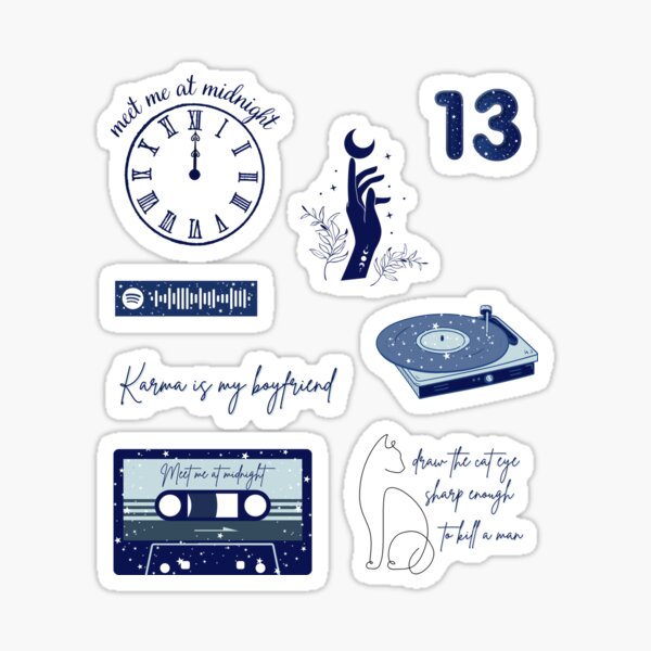Taylor Swift Midnights Album Tracklist Sticker Pack