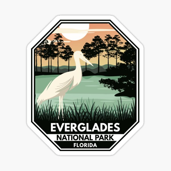 Item preview, Everglades National Park Egret Retro Emblem designed and sold by KrisSidDesigns.