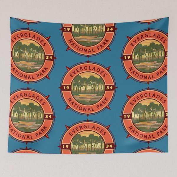 Item preview, Everglades National Park Sunset Retro Compass Emblem designed and sold by KrisSidDesigns.