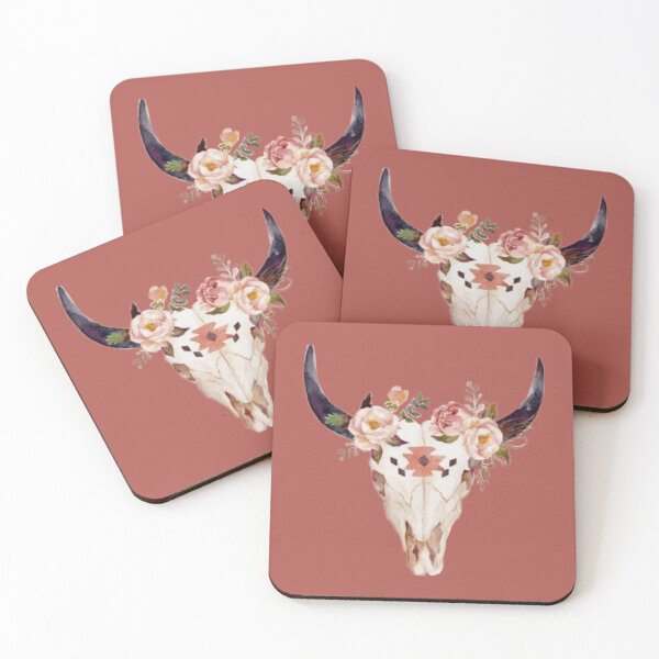 Artikelvorschau, Boho Western Cow Skull Desert mit Country Texans Flowers entworfen und verkauft von Maussa Ivimas.