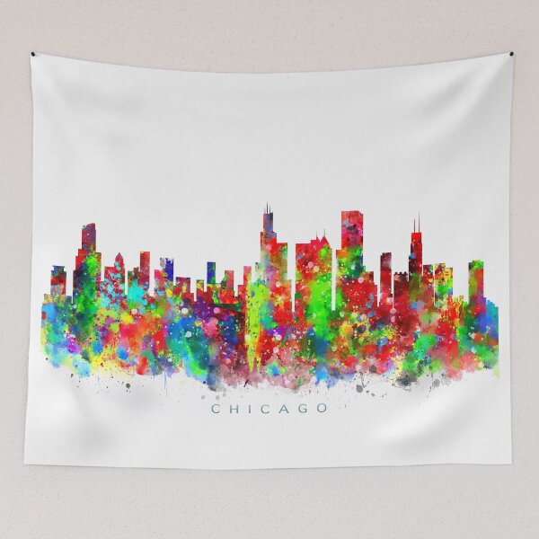 Item preview, Chicago, Illinois Skyline Watercolor Painting designed and sold by InkistPrints.