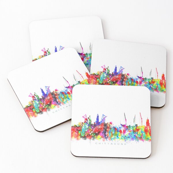 Item preview, Chittagong, Bangladesh Skyline Watercolor Painting designed and sold by InkistPrints.