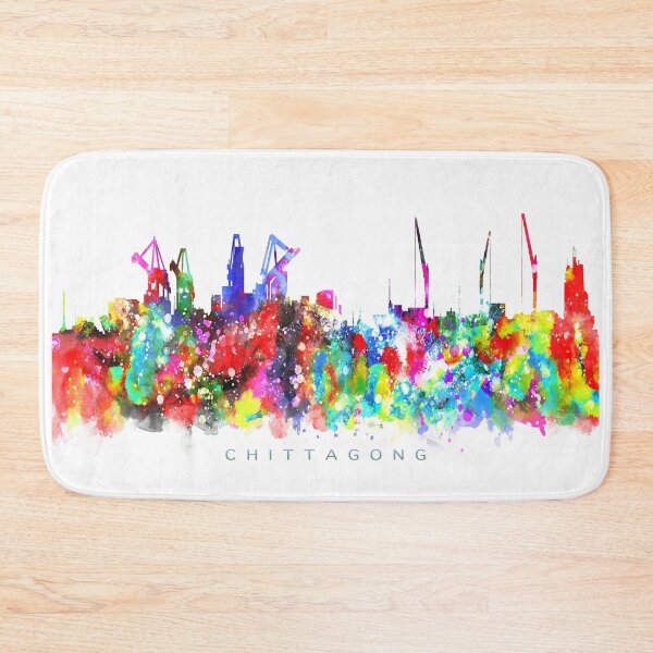 Item preview, Chittagong, Bangladesh Skyline Watercolor Painting designed and sold by InkistPrints.