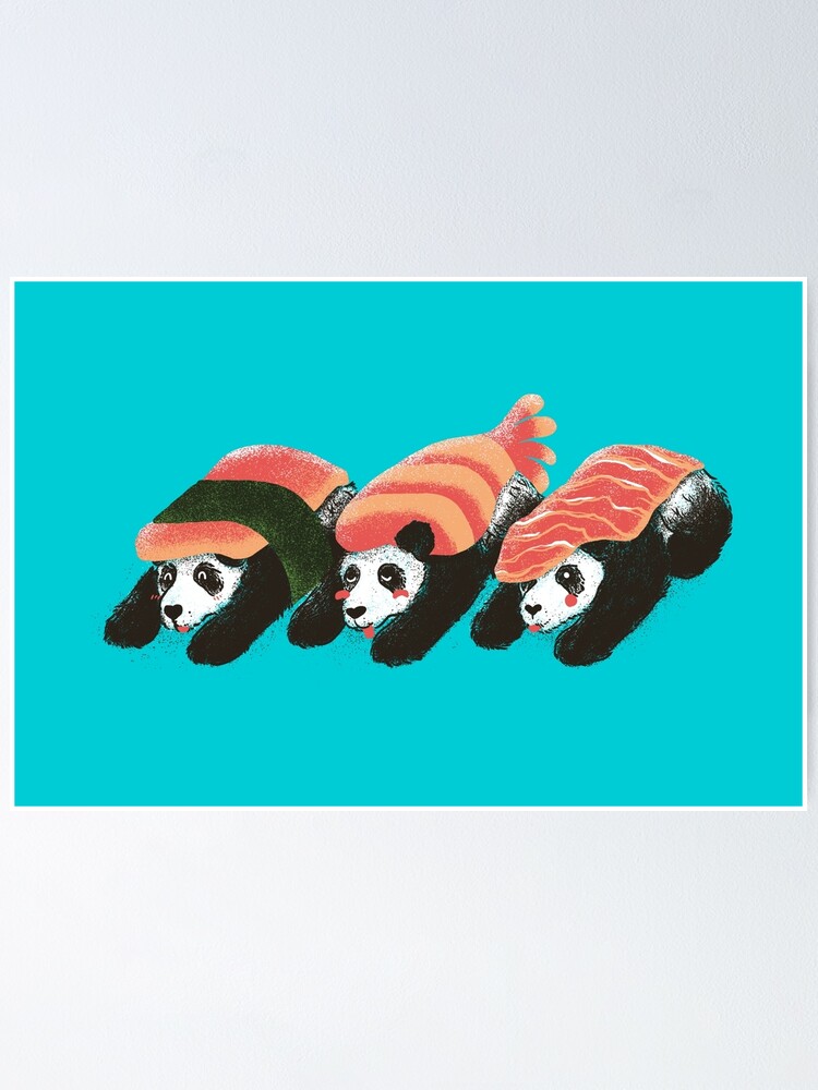 Poster for Sale avec l'œuvre « Panda Sushi » de l'artiste