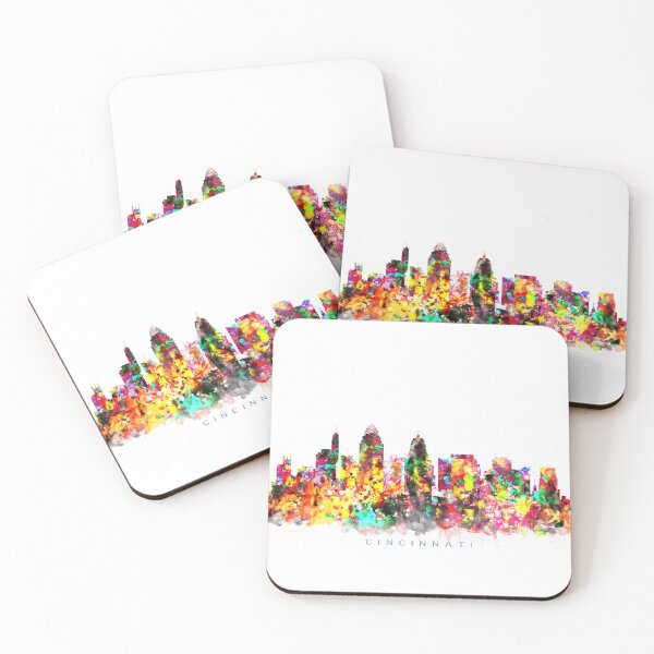 Item preview, Cincinnati, Ohio Skyline Watercolor Painting designed and sold by InkistPrints.