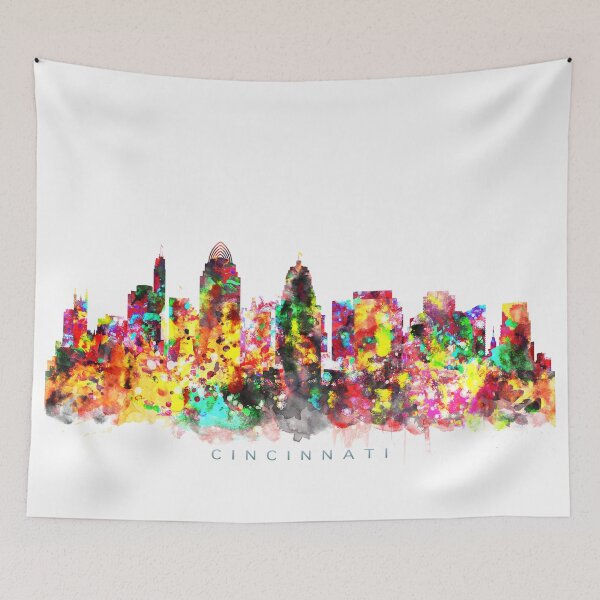 Item preview, Cincinnati, Ohio Skyline Watercolor Painting designed and sold by InkistPrints.