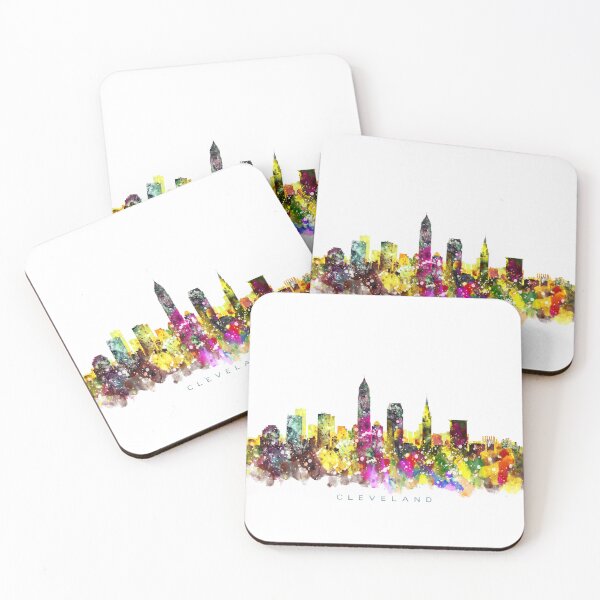 Aperçu de l'œuvre Cleveland, Ohio Skyline Watercolor Painting créée et vendue par InkistPrints.