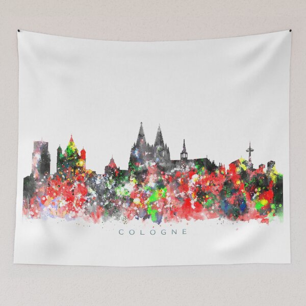 Item preview, Cologne, Germany Skyline Watercolor Painting designed and sold by InkistPrints.