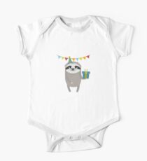 Happy Birthday Sloth with Present holiday-Design One Piece - Short Sleeve