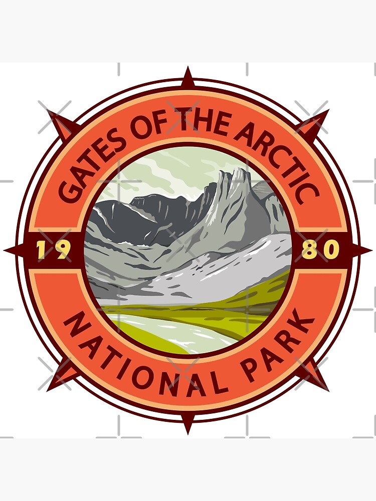 "Gates of the Arctic National Park Retro Compass Emblem" Poster for