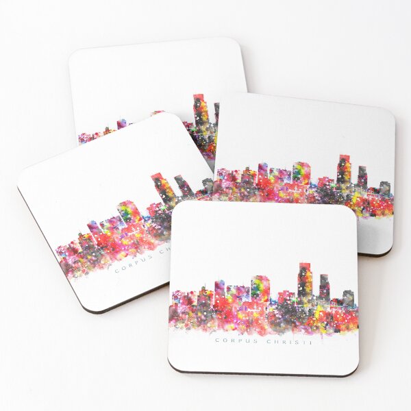 Item preview, Corpus Christi, Texas Skyline Watercolor Painting designed and sold by InkistPrints.