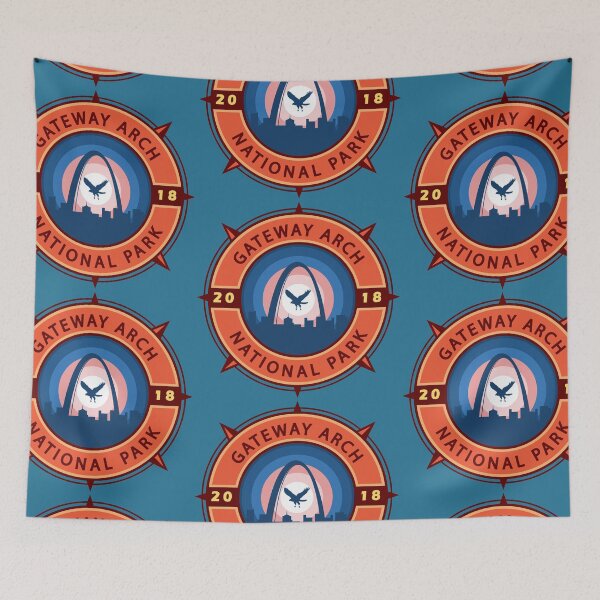 Item preview, Gateway Arch National Park Retro Compass Emblem designed and sold by KrisSidDesigns.