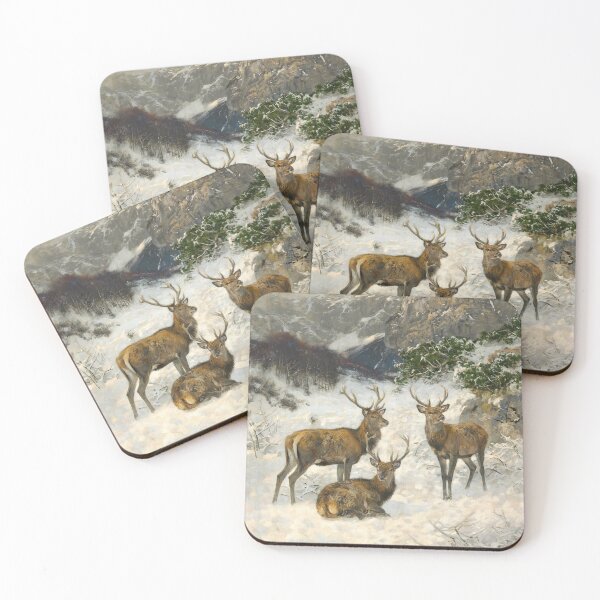 Item preview, A Deer Herd in Winter | Josef Schmitzberger | 1930 Nature Art designed and sold by CJET.