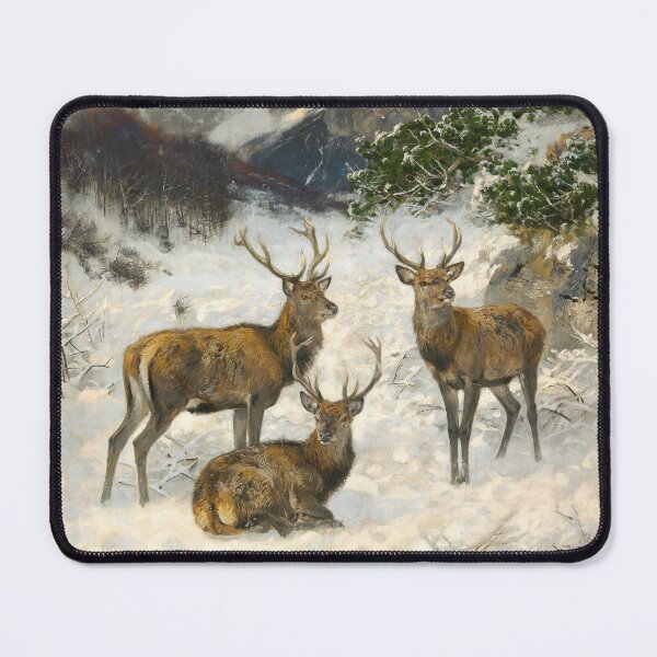 Item preview, A Deer Herd in Winter | Josef Schmitzberger | 1930 Nature Art designed and sold by CJET.