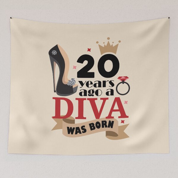 Item preview, 20 Years Ago A Diva Was Born 20th Birthday Typography designed and sold by bolimj.