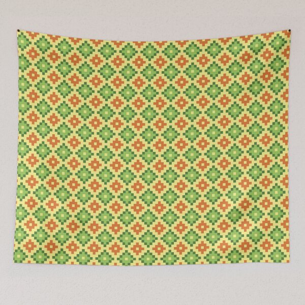 Item preview, Gaucho Pampa Pattern 12 Orange & Green with Yellow background designed and sold by Pablo Pereyra.