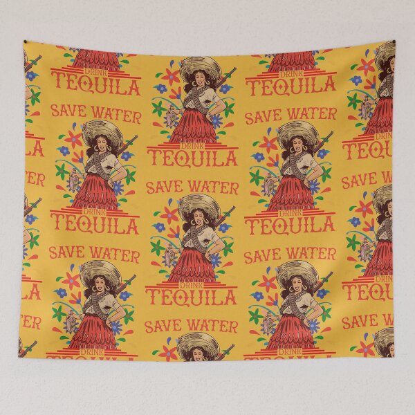 Item preview, Save Water Drink Tequila - Funny Mexican Tequila Woman Art designed and sold by EmmiFoxDesigns.