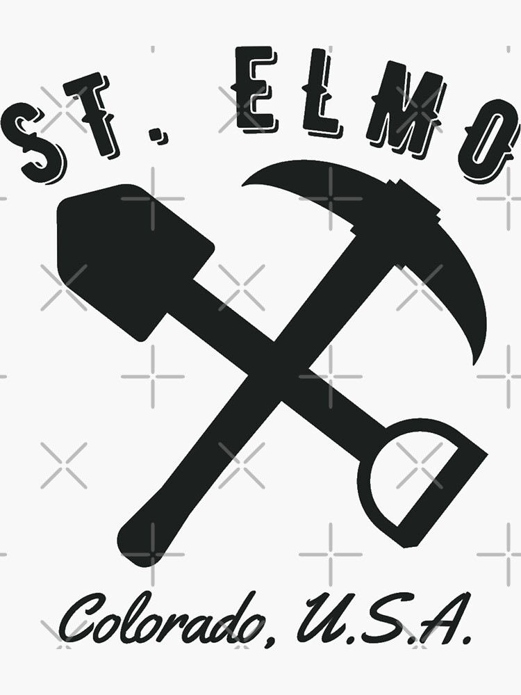 "Retro St. Elmo Colorado Mining Black" Sticker for Sale by