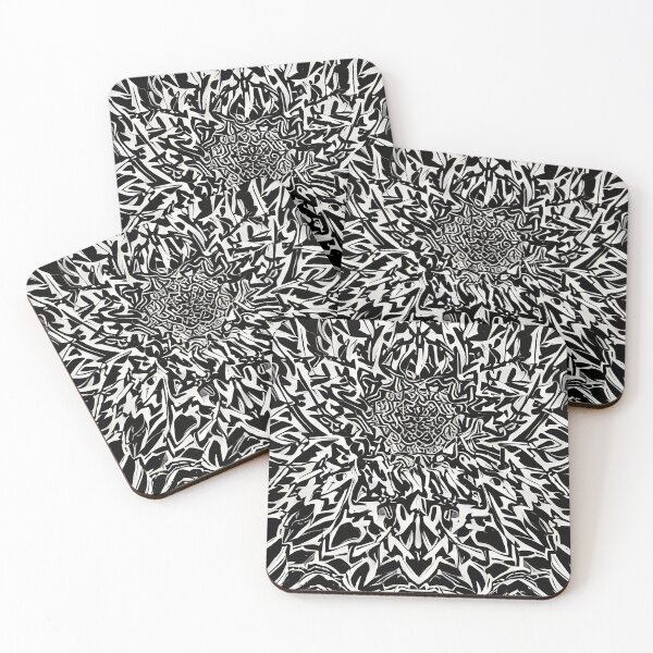 Item preview, Pufafiyas Umumefa - Abstract psychedelic black and white painting designed and sold by thecocotouchart.