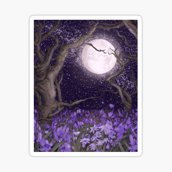 Moonlight and Purple Forest Gardens Sticker