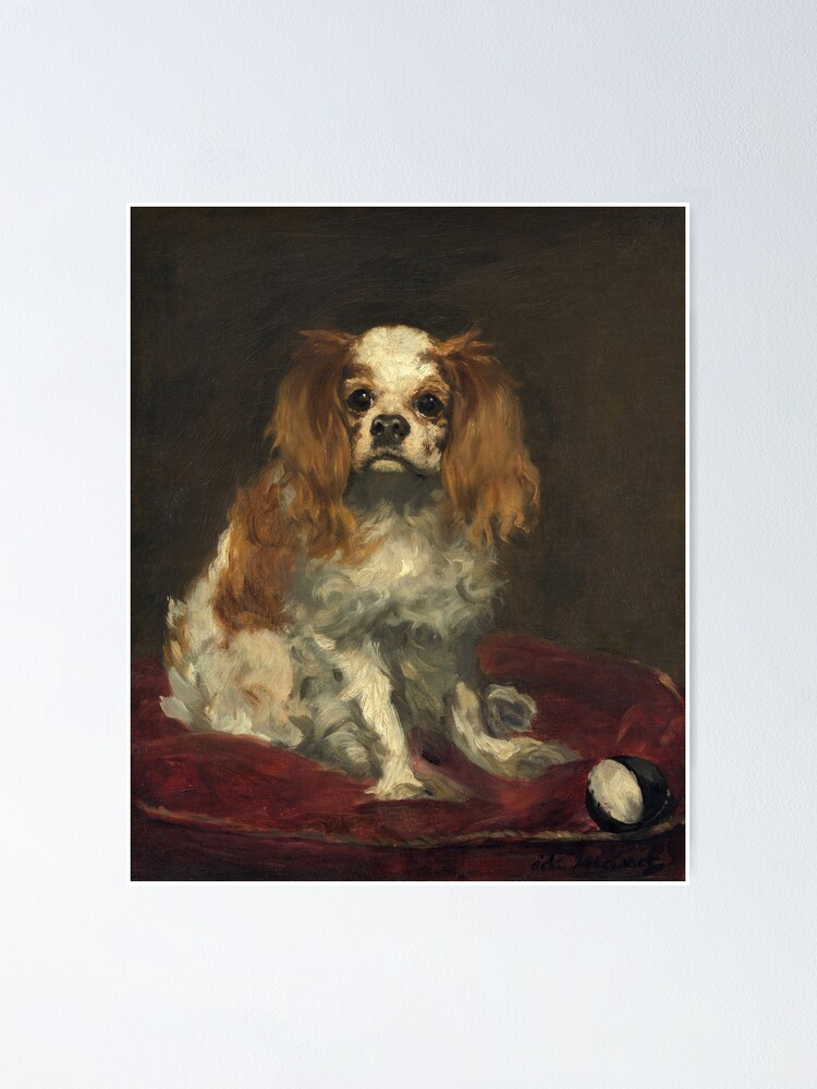 "A King Charles Spaniel Edouard 1866 Dog Art" Poster for Sale
