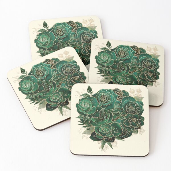 Item preview, Green and Gold Glam Roses Pattern designed and sold by Yourfavshop600.