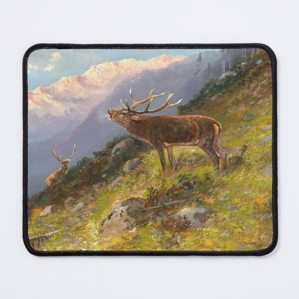 Item preview, A Roaring Stag in the Mountains | Moritz Muller | 1899 Nature Art designed and sold by CJET.