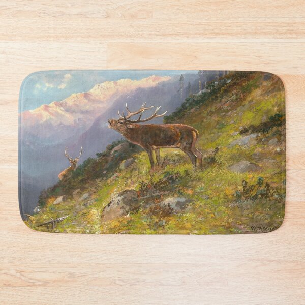 Item preview, A Roaring Stag in the Mountains | Moritz Muller | 1899 Nature Art designed and sold by CJET.