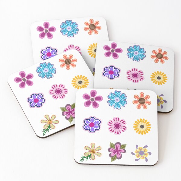 Item preview, Set of colorful flowers designed and sold by The Love Quill.