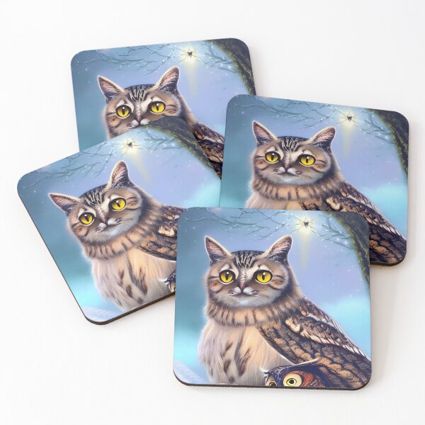Item preview, CAT-OWL Catowl with Owl Friend Beautiful Winterscape designed and sold by DanTheManDan.